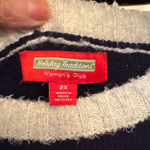 Festive Navy Reindeer Sweater Holiday Christmas - Picture 2 of 3